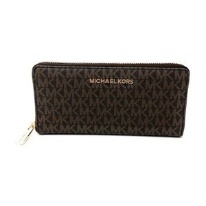Michael Kors Jet Set Large Continental Zip Around Wallet Monogram Brown Mk